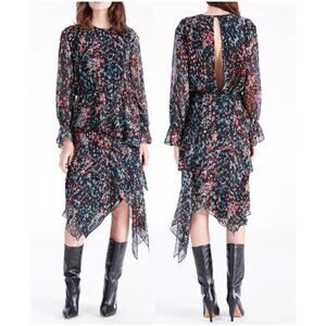 IRO Blank Floral Asymmetrical Midi Dress